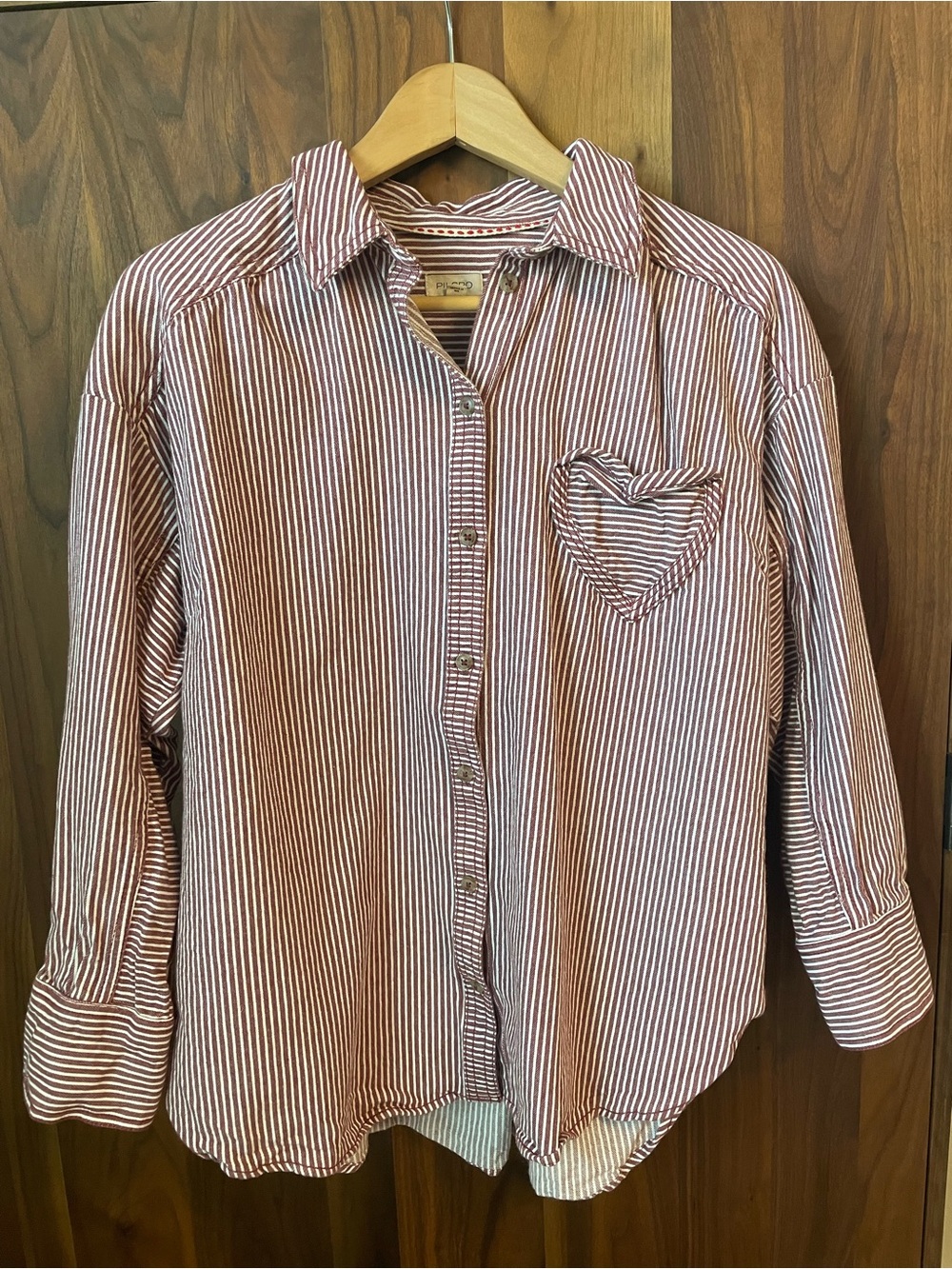 Pilcro button up red heart pocket